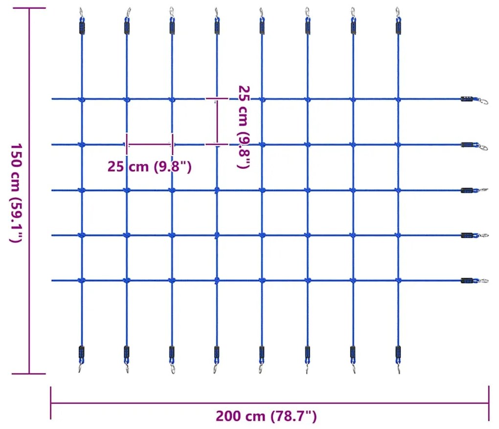 vidaXL Δίχτυ Αναρρίχησης Μπλε 200 x 150 εκ.