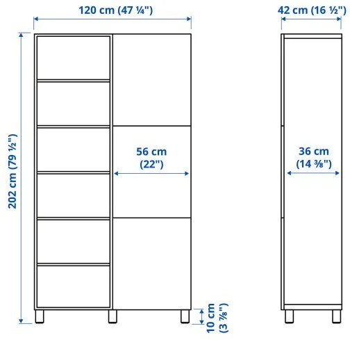 BESTÅ σύνθεση αποθήκευσης με πόρτες, 120x42x202 cm 694.217.05