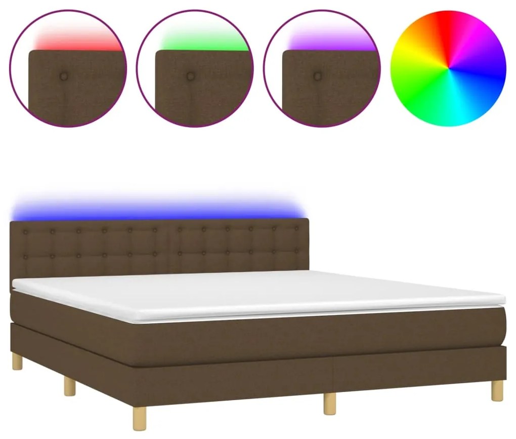 ΚΡΕΒΑΤΙ BOXSPRING ΜΕ ΣΤΡΩΜΑ &amp; LED ΣΚ.ΚΑΦΕ 180X200ΕΚ. ΥΦΑΣΜΑΤΙΝΟ 3134056