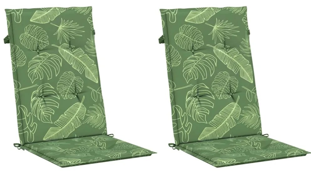 vidaXL Μαξιλάρια Καρέκλας με Ψηλή Πλάτη 2 τεμ Σχέδιο Φύλλων Υφασμάτινα