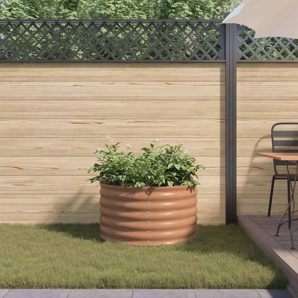 vidaXL Υπερυψωμένη Ζαρντινιέρα Καφέ 80 x 80 x 44 cm Ατσάλι