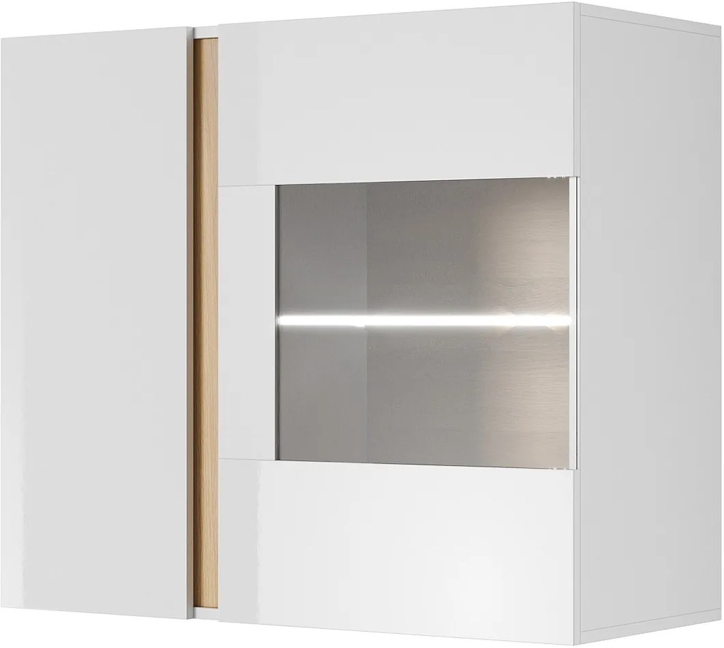 Lh-homefurniture Κρεμαστή Βιτρίνα 36146-ARCW-WV Λευκό+Λευκό High Gloss+Grandson 96,5x82,5x40cm 36146-ARCW-WV