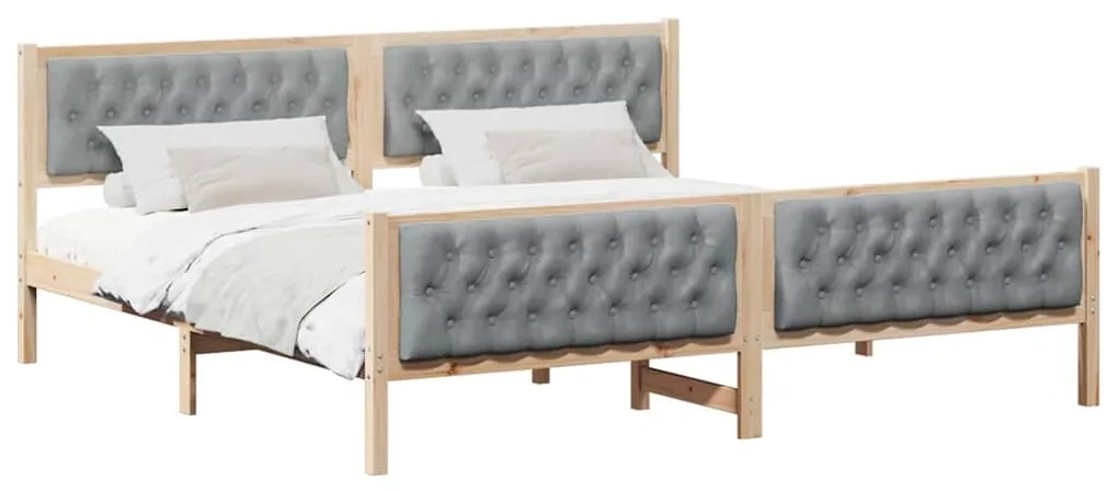 vidaXL Σκελετός Κρεβατιού με κεφαλάρι Ανοιχτό γκρι 200 x 200 cm