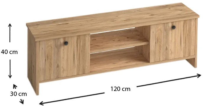 Έπιπλο τηλεόρασης Cube Megapap από μελαμίνη χρώμα pine 120x30x40εκ.