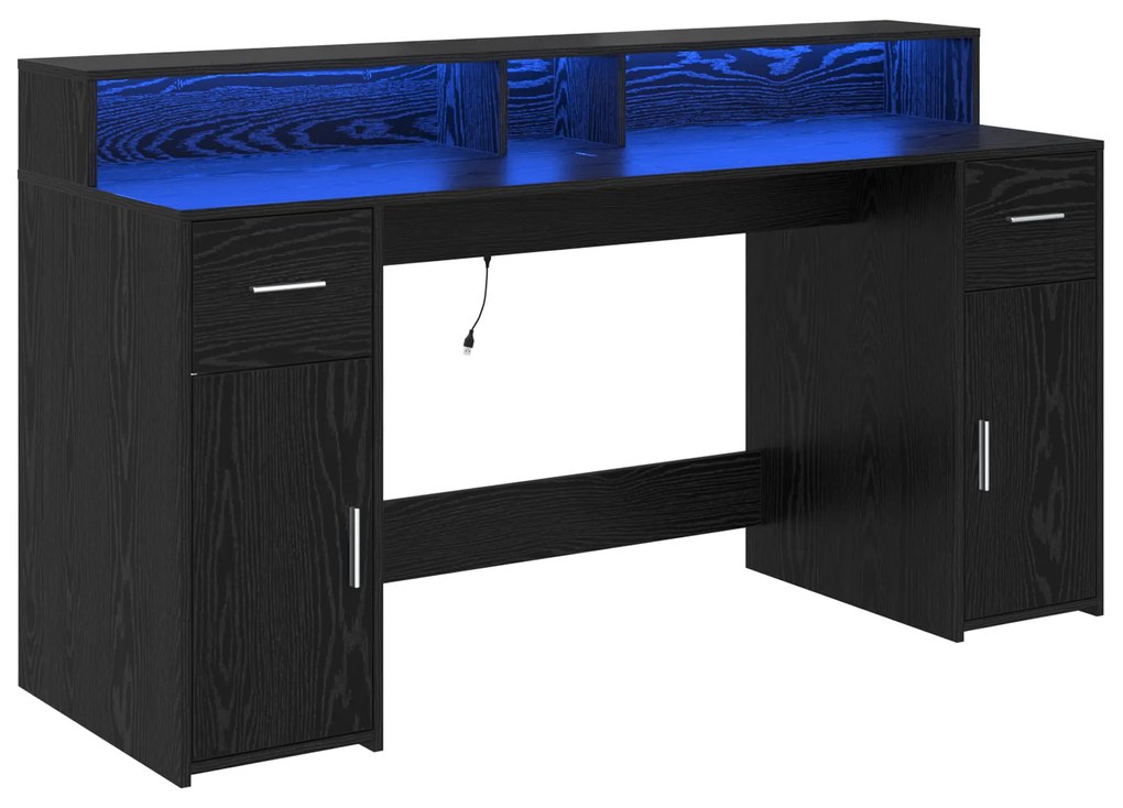 vidaXL Γραφείο Μαύρης Δρυός 160x55x91 εκ. Επεξεργασμένο Ξύλο