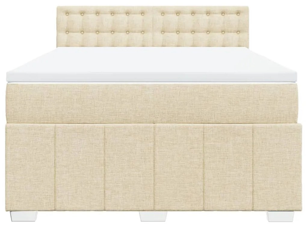 Κρεβάτι Boxspring με Στρώμα Κρεμ 140x200 εκ. Υφασμάτινο - Κρεμ