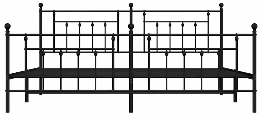 vidaXL Πλαίσιο Κρεβατιού με Κεφαλάρι&Ποδαρικό Μαύρο 193x20 εκ. Μέταλλο