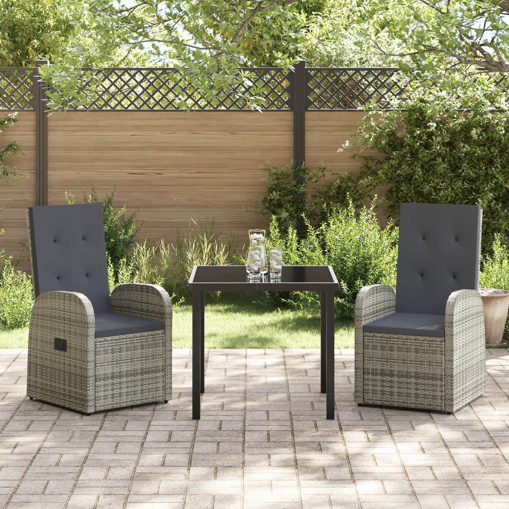 vidaXL Καρέκλες Κήπου Ξαπλώματος 3 pcs Γκρι 80 x 80 x 73 εκ
