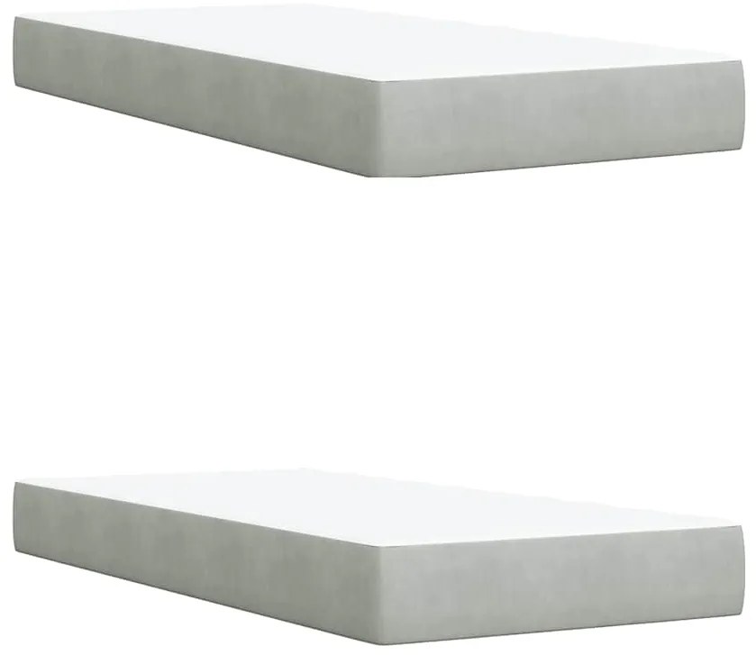 vidaXL Κρεβάτι Boxspring με Στρώμα Ανοιχτό Γκρι 200x200 εκ. Βελούδινο
