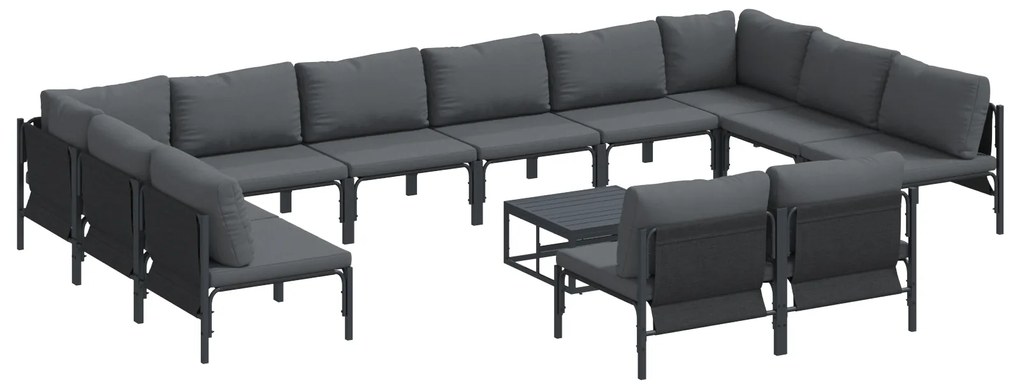 vidaXL Σετ Καναπέ Κήπου 13 pcs Ανθρακί Ατσάλι