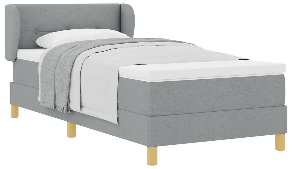 vidaXL Κρεβάτι Box Spring με Στρώμα σε Ανοιχτό Γκρι, 90x200 εκ., Ύφασμα