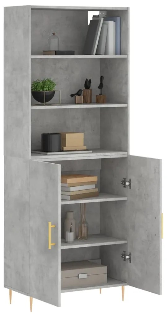 vidaXL Ντουλάπι Γκρι Σκυροδέματος 69,5x34x180 εκ. Επεξεργασμένο Ξύλο