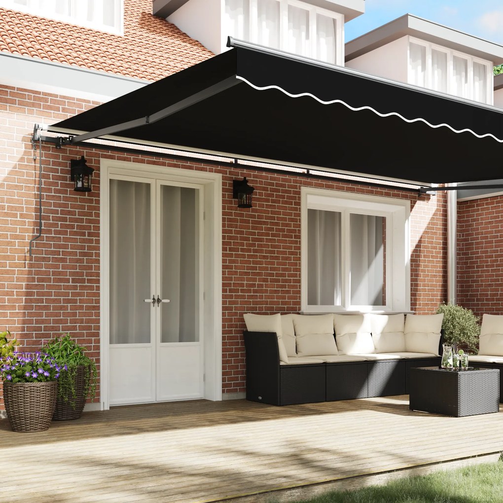 vidaXL Αυτόματη Ανασυρόμενη Τέντα Μαύρη 500x300 cm