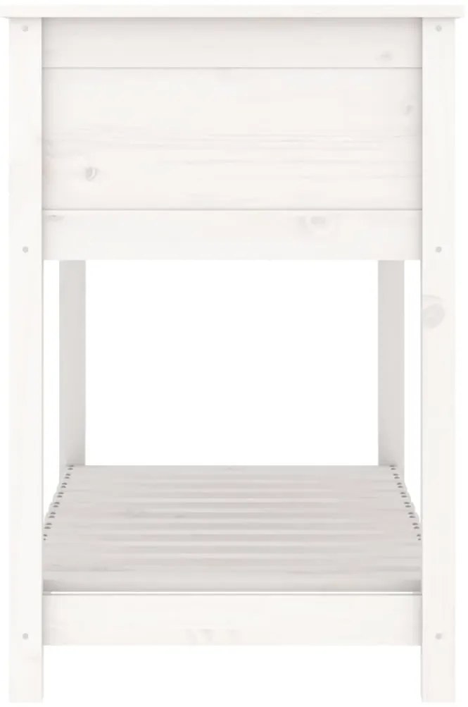 vidaXL Ζαρντινιέρα με Ράφι Λευκή 111,5x54x81 εκ. Μασίφ Ξύλο Πεύκου