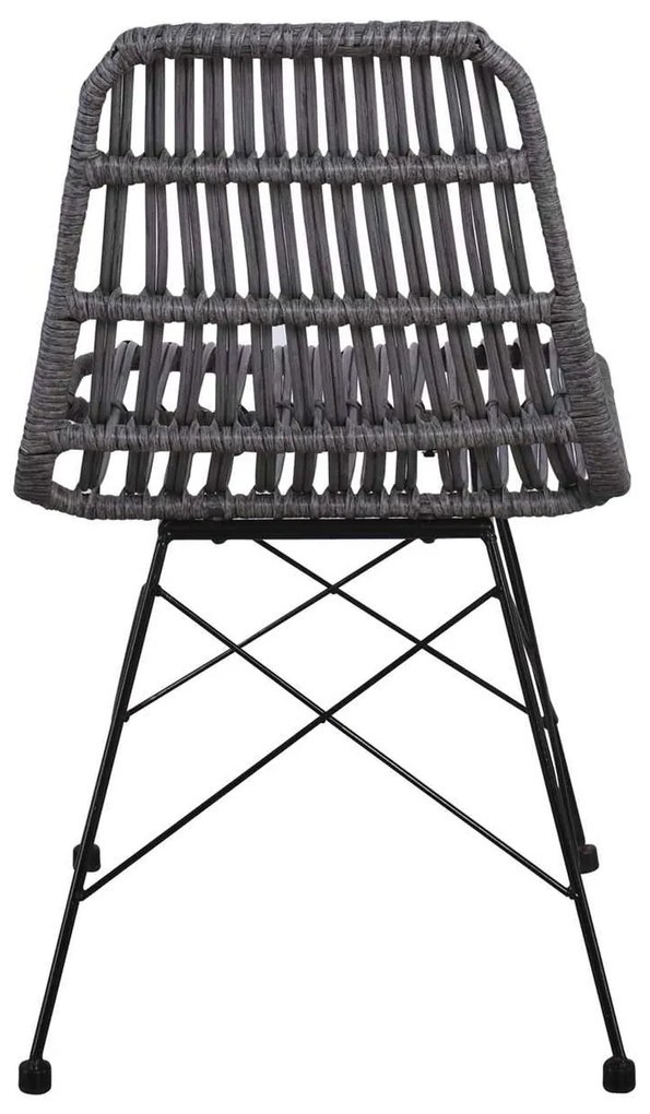 Καρέκλα SALSA Μεταλική Μαύρη/Wicker Γκρι 48x59x80cm (Σετ 4 ΤΕΜ)
