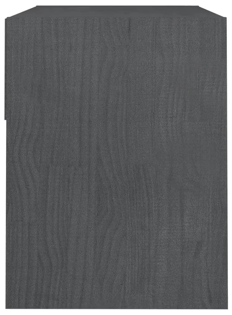 Κομοδίνο Γκρι 40 x 31 x 40 εκ. από Μασίφ Ξύλο Πεύκου - Γκρι