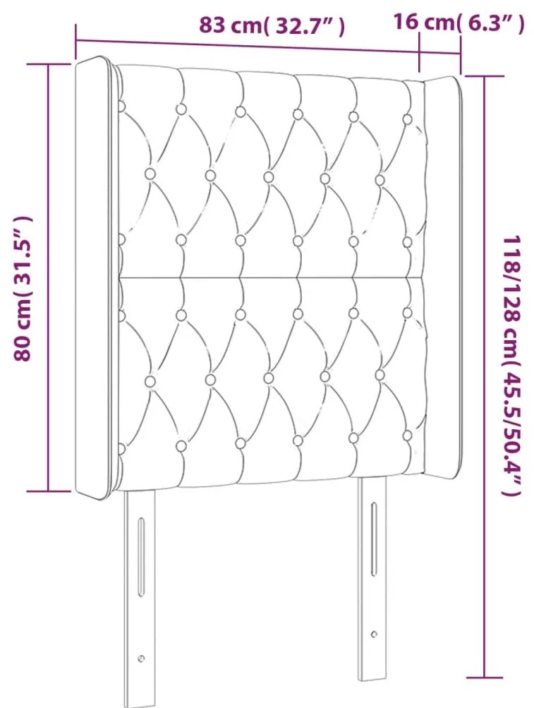 vidaXL Κεφαλάρι Κρεβατιού LED Ανοιχτό Γκρι 83x16x118/128εκ. Υφασμάτινο