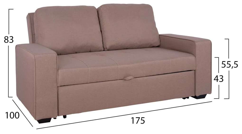 Καναπές - Κρεβάτι Kanna 2θέσιος Ύφασμα Μπέζ 175x100x83 εκ. 175x100x83 εκ.