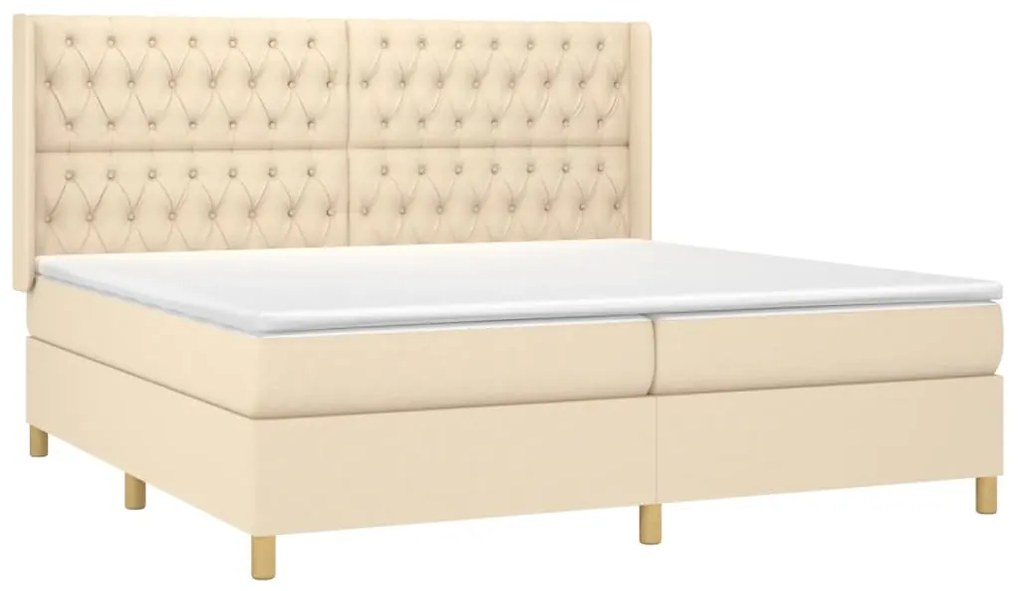 vidaXL Κρεβάτι Boxspring με Στρώμα Κρεμ 200x200 εκ. Υφασμάτινο