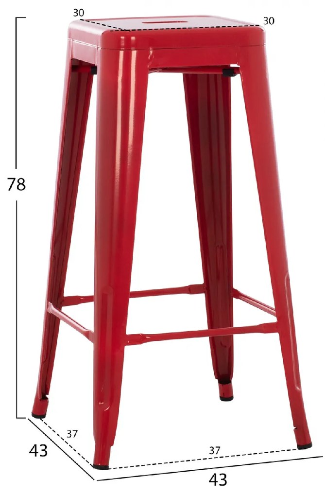 ΣΚΑΜΠΟ BAR ΜΕΤΑΛΛΙΚΟ MELITA ΣΕ ΚΟΚΚΙΝΟ HM8642.04 43x43x78Y εκ.