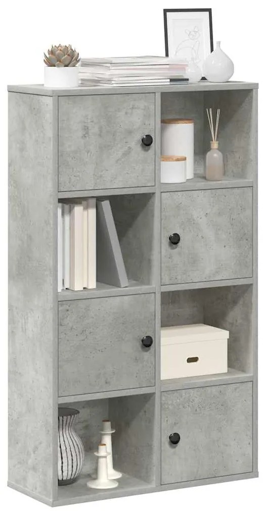 Βιβλιοθήκη Γκρι Σκυροδέματος 60x24x101,5 εκ. Επεξεργ. Ξύλο