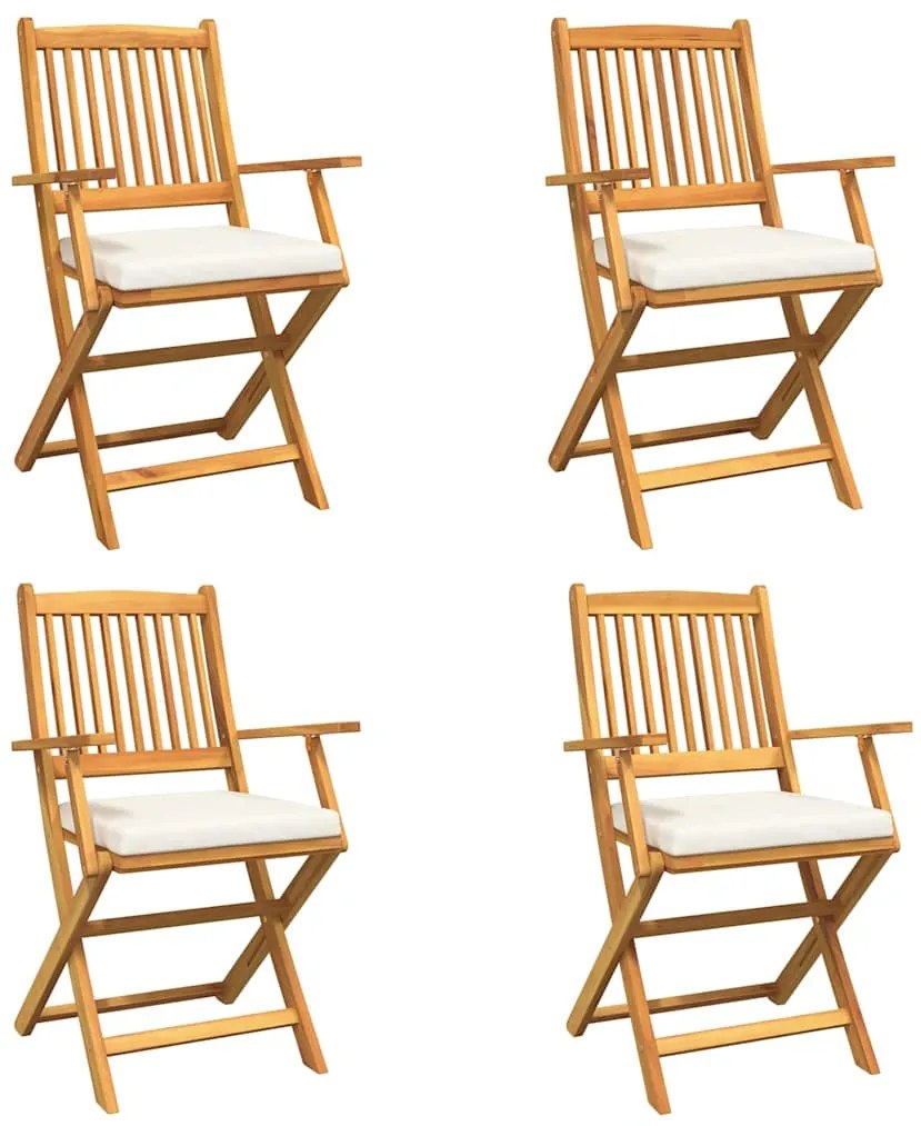 vidaXL Πτυσσόμενη Καρέκλα με μαξιλάρι 4 pcs Λευκό 49 x 57.5 x 92εκ