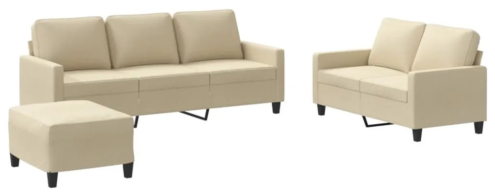 vidaXL Πολυθρόνες Σετ 3 Τεμαχίων Κρεμ από Ύφασμα με Μαξιλάρια