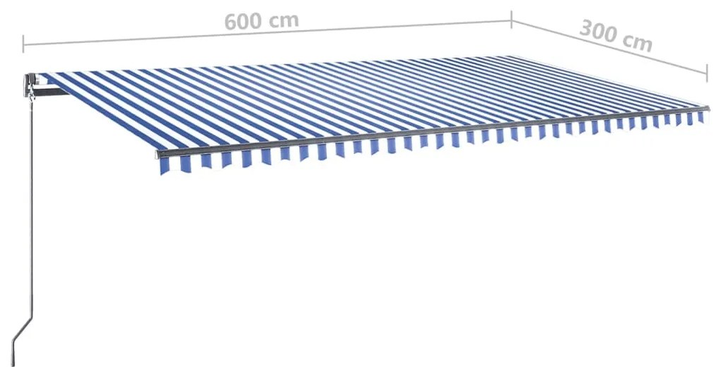 Τέντα Αυτόματη Ανεξάρτητη Μπλε/Λευκό 600 x 300 εκ. - Μπλε