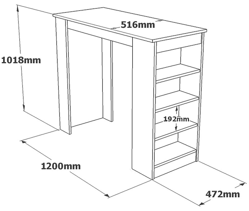 Τραπέζι μπαρ Riff pakoworld λευκό-sonoma 120x51.5x101.5εκ - 176-000052 - 176-000052