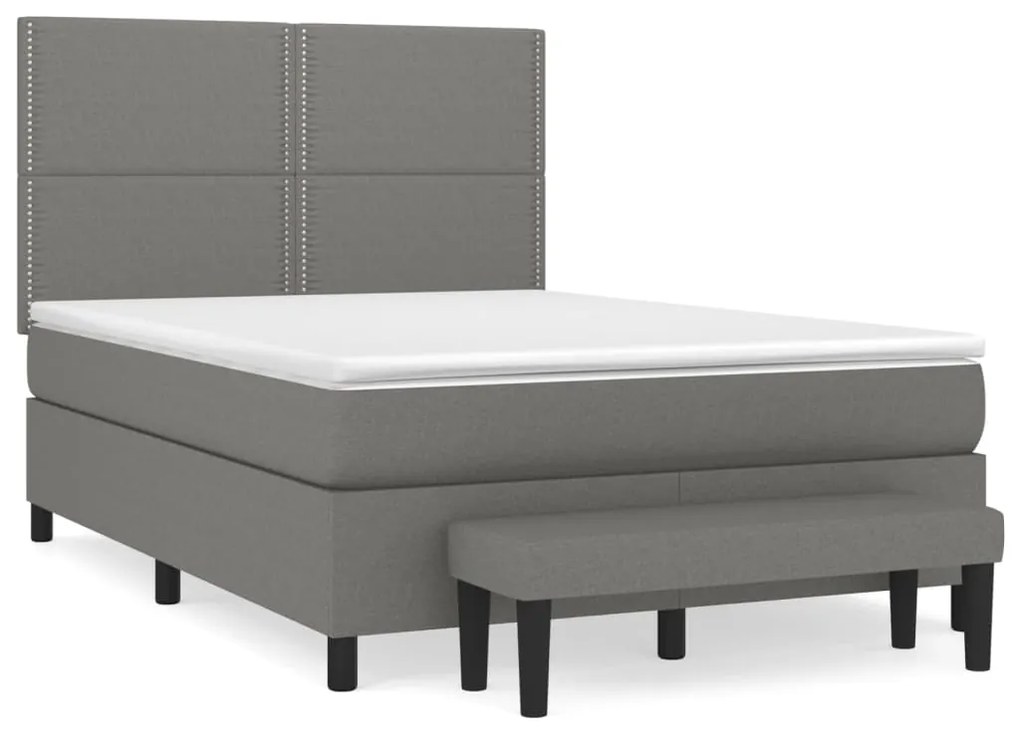 ΚΡΕΒΑΤΙ BOXSPRING ΜΕ ΣΤΡΩΜΑ ΣΚΟΥΡΟ ΓΚΡΙ 140X190 ΕΚ. ΥΦΑΣΜΑΤΙΝΟ 3136510