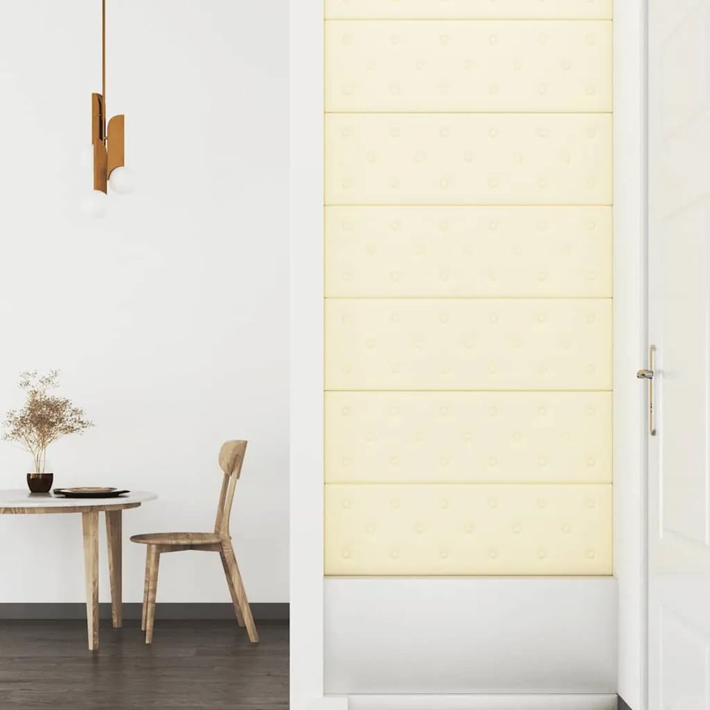 vidaXL Πάνελ Τοίχου 12 τεμ. Κρεμ 90 x 30 εκ. 3,24 μ² Συνθετικό Δέρμα