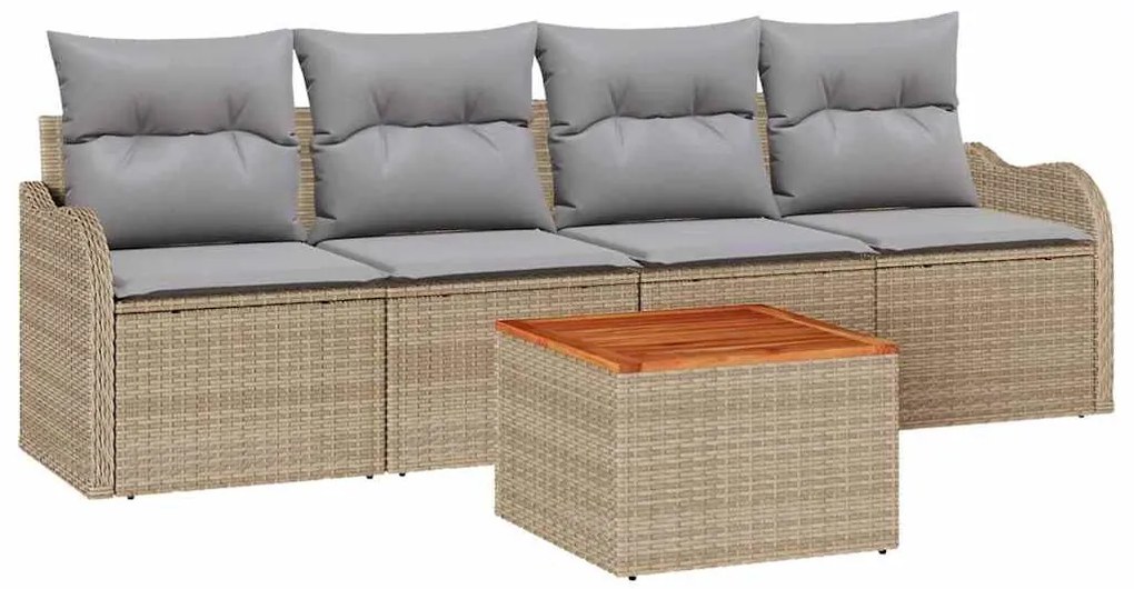 vidaXL Σετ Καναπέ Κήπου 5 pcs Μπεζ, Ανοιχτό Γκρι 55 x 55 x 37 εκ