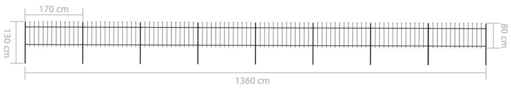 vidaXL Κάγκελα Περίφραξης με Λόγχες Μαύρα 13,6 x 0,8 μ. από Χάλυβα