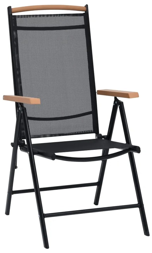 vidaXL Καρέκλες Κήπου Πτυσσόμενες 2 τεμ. Μαύρες Αλουμίνιο/Textilene