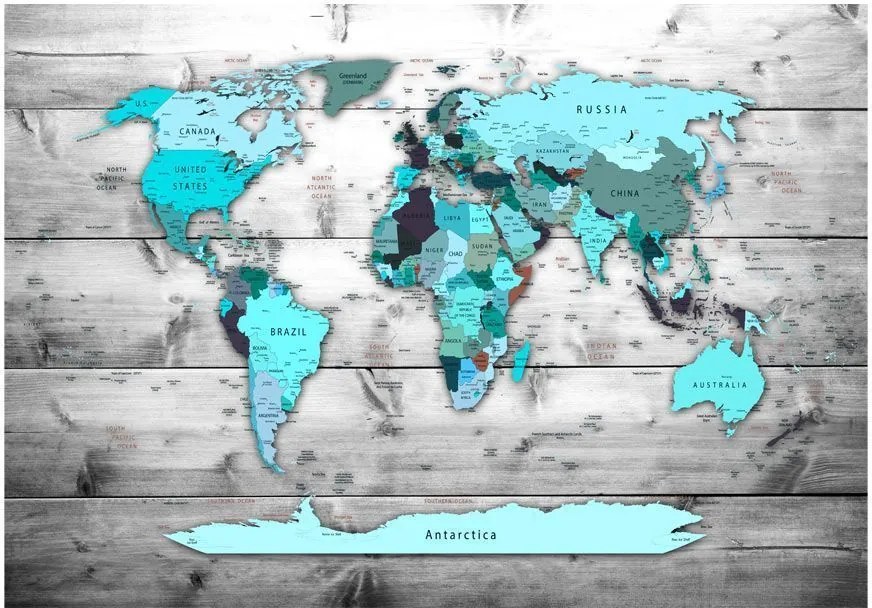 Αυτοκόλλητη φωτοταπετσαρία - World Map: Blue Continents - 294x210