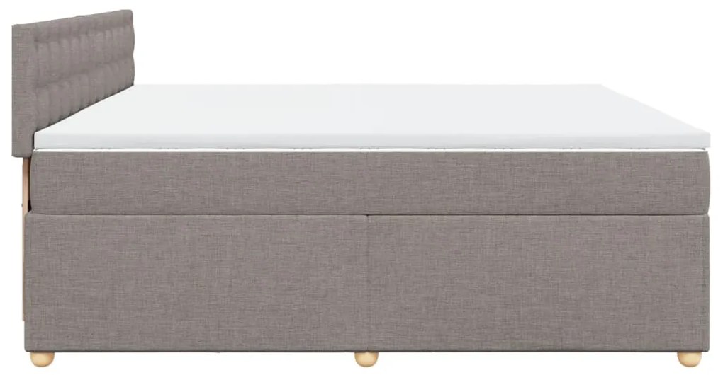 Κρεβάτι Boxspring με Στρώμα Taupe 200x200 εκ. Υφασμάτινο - Μπεζ-Γκρι