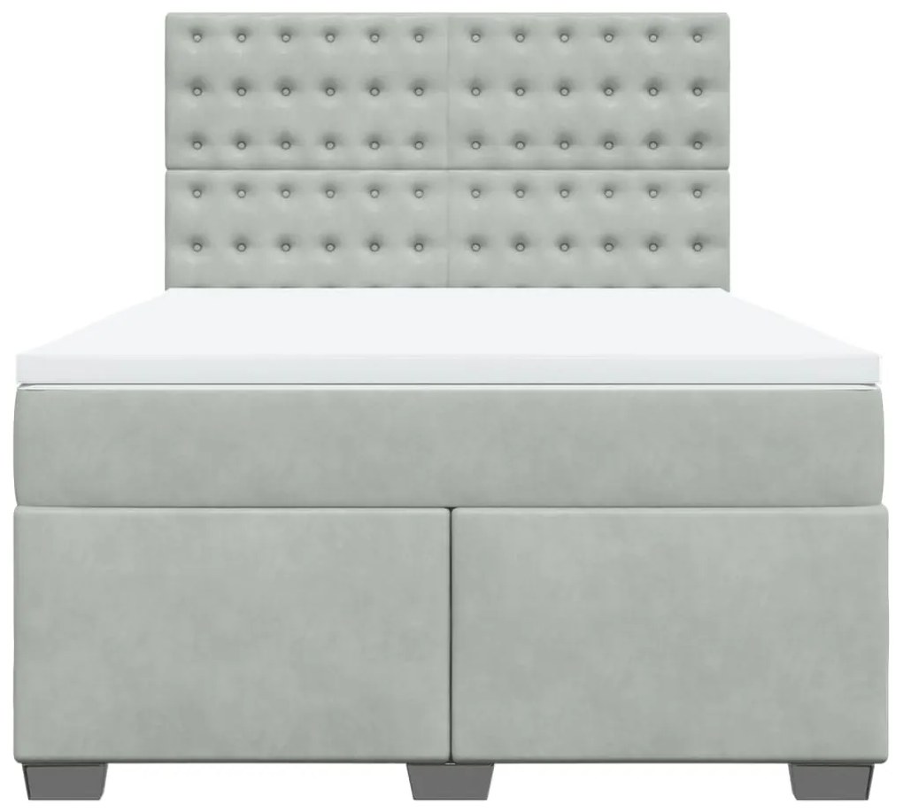 vidaXL Κρεβάτι Boxspring με Στρώμα Ανοιχτό Γκρι 160x200 εκ. Βελούδινο