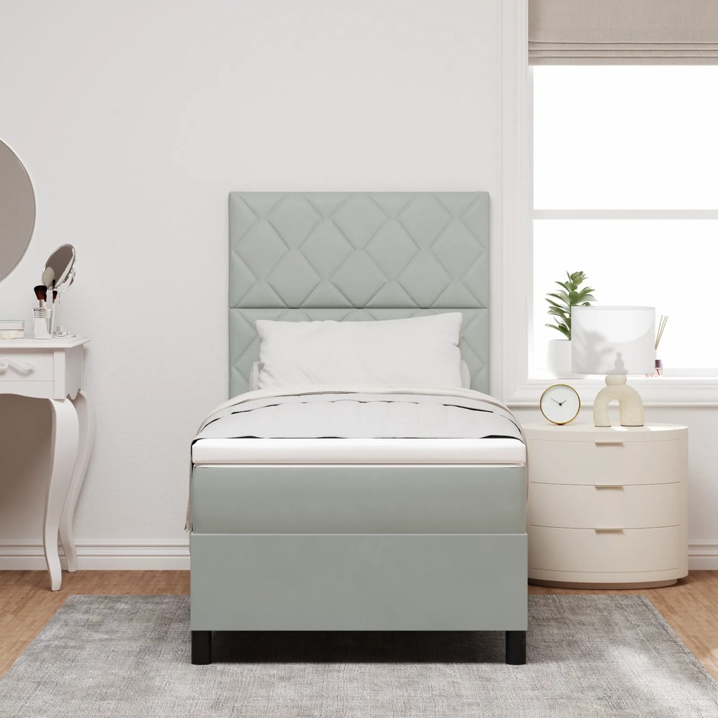 vidaXL Κρεβάτι με Στρώμα Light Grey 90x200 cm Βελούδο