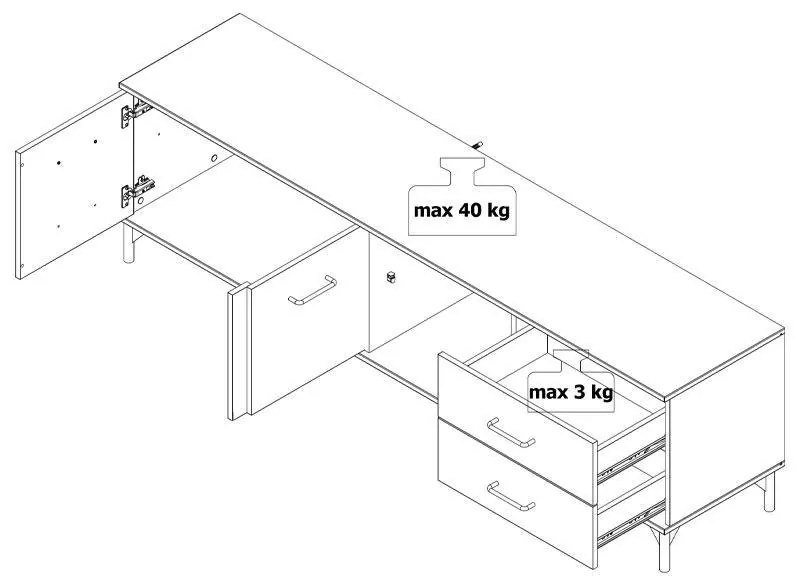 Έπιπλο TV Corsica 190 Flagstaff Oak - Μαύρο 190x42x53,5 εκ. 190x42x53.5 εκ.