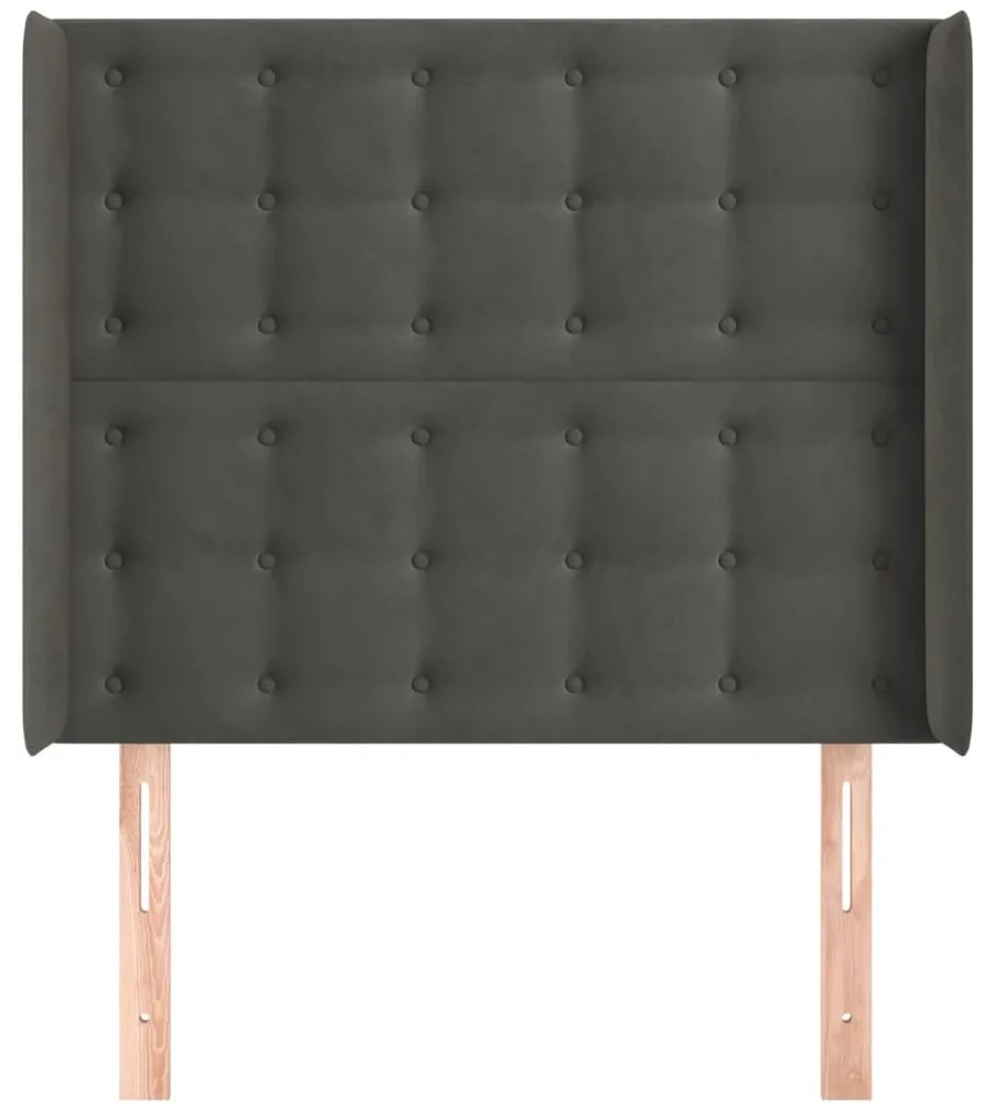 vidaXL Κεφαλάρι με Πτερύγια Σκούρο Γκρι 83x16x118/128εκ.Βελούδινο
