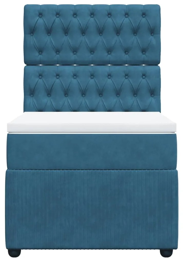 vidaXL Κρεβάτι Boxspring με Στρώμα Μπλε 80 x 200 εκ. Βελούδινο