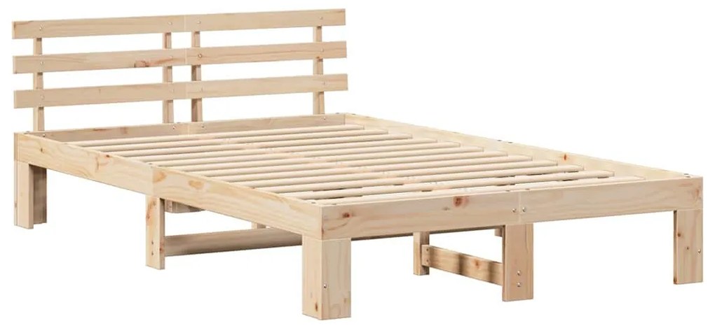 vidaXL Σκελετός Κρεβατιού Κρεμ 140 x 190 cm Μασίφ ξύλο πεύκου