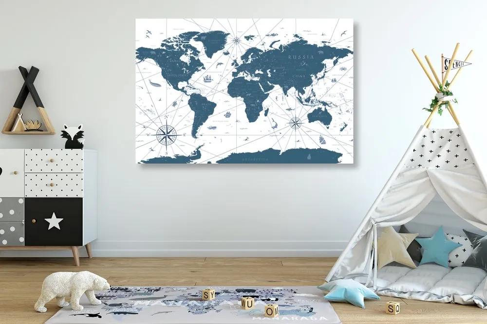 Εικόνα στο χάρτη από φελλό σε μπλε σχέδιο - 120x80  transparent