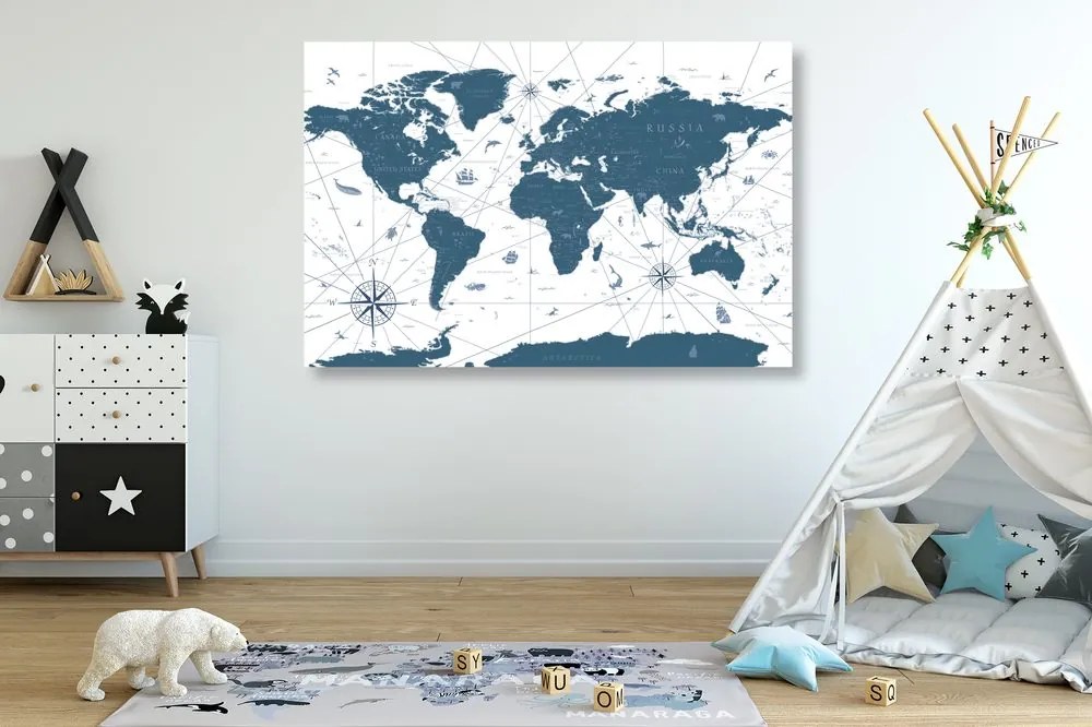 Εικόνα στο χάρτη από φελλό σε μπλε σχέδιο - 90x60  place