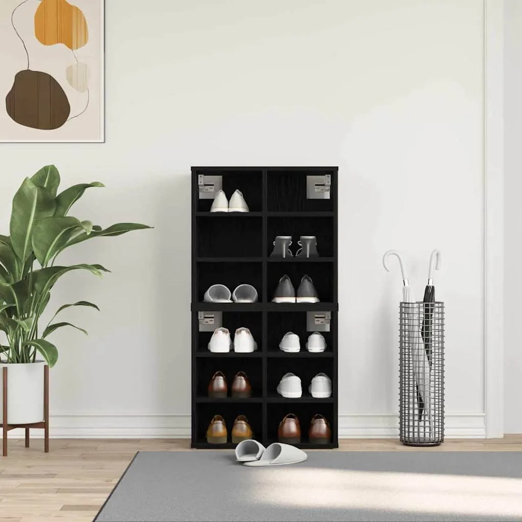 vidaXL Ντουλάπα Παπουτσιών με ράφι 2 pcs Μαύρη δρυς 52 x 30 x 50.5 εκ.