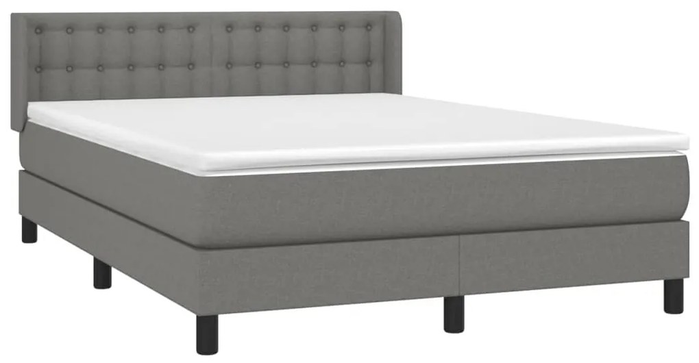 Κρεβάτι Boxspring με Στρώμα Σκούρο Γκρι 140x190 εκ. Υφασμάτινο - Γκρι