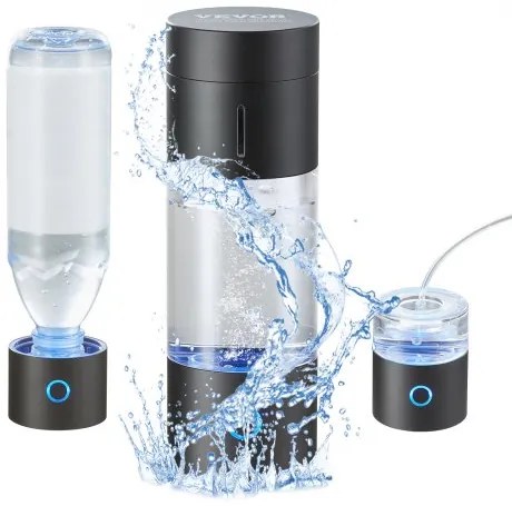 VEVOR Hydrogen Water Bottle Generator, 230 ml / 8.1 oz Capacity Portable Hydrogen Water Maker, SPE Technology Hydrogen Rich Water Ionizer Machine with Nasal Inhalation Tube and Self-Cleaning