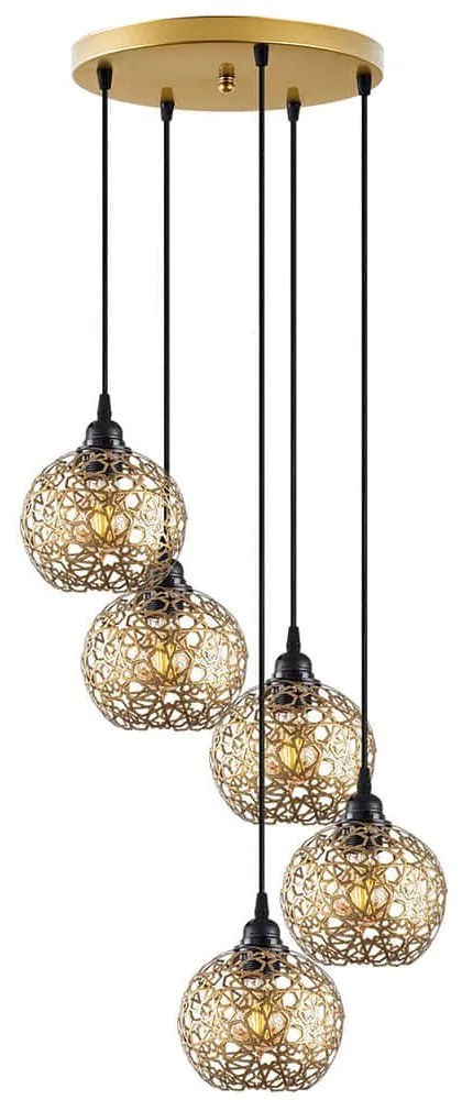 Φωτιστικό Οροφής Selcuklu 521SHN3478 60x60x111cm 5xE27 40W Gold Opviq