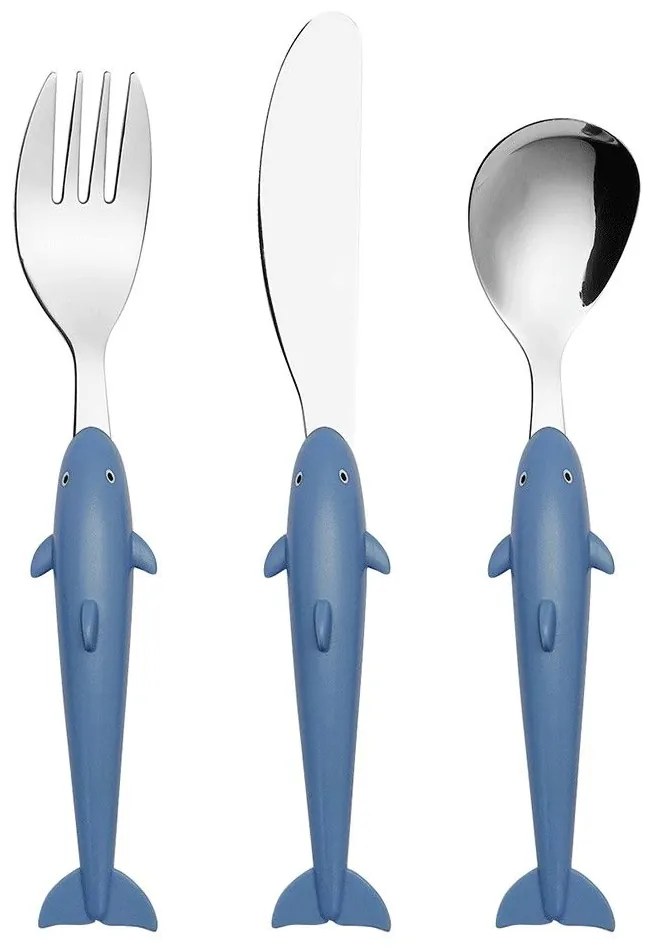 Μαχαιροπίρουνα Παιδικά Shark (Σετ 3Τμχ) 45.100.158 Blue Cryspo Trio 3 τμχ Stainless Steel