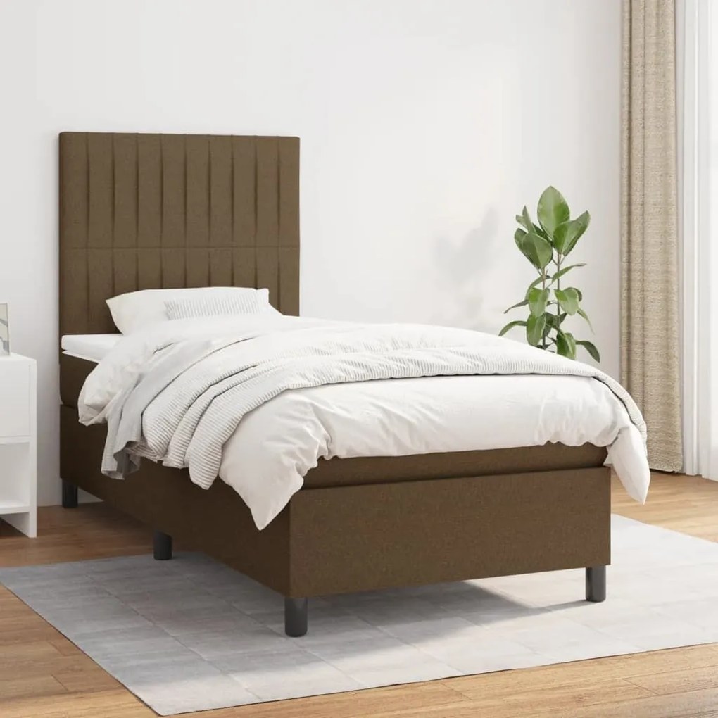 ΚΡΕΒΑΤΙ BOXSPRING ΜΕ ΣΤΡΩΜΑ ΣΚΟΥΡΟ ΚΑΦΕ 100X200 ΕΚ. ΥΦΑΣΜΑΤΙΝΟ 3141916